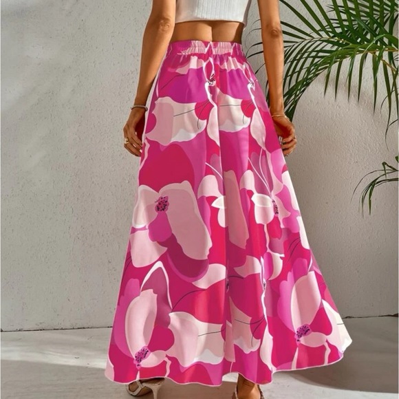 Bohemian Boho Floral Tropical Maxi Skirt Purple - Picture 4 of 17